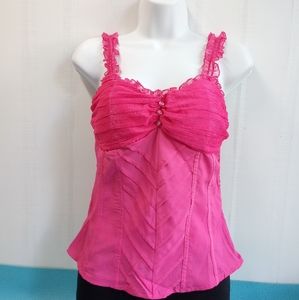 NEW Aggie Pink Halter Top Smocked Stretch Size L